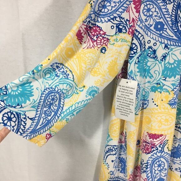 Jessica London NWT multi colored 3/4 length sleeves white with many patterns - Picture 3 of 9
